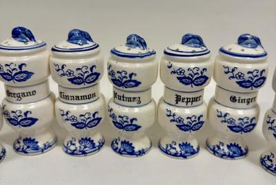 Vintage Spice Jars Blue Onion Set of 12 Jars Made in Japan