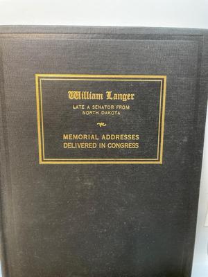 Memorial Services book of Senator Langer & other memorabilia