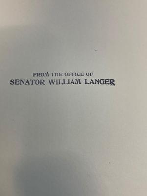 Memorial Services book of Senator Langer & other memorabilia