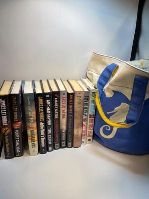 Hardcover books (new - 11) with canvas Barnes & Noble bag