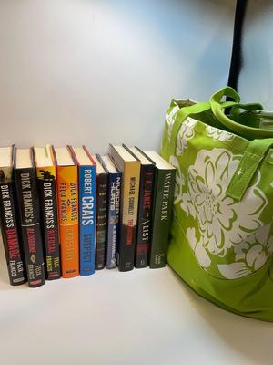 Hardcover & autographed paperback books w/canvas Barnes & Noble bag