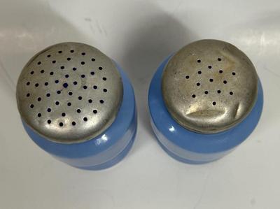 Vintage Jeanette Ribbed Delphite Glass Salt & Pepper Set
