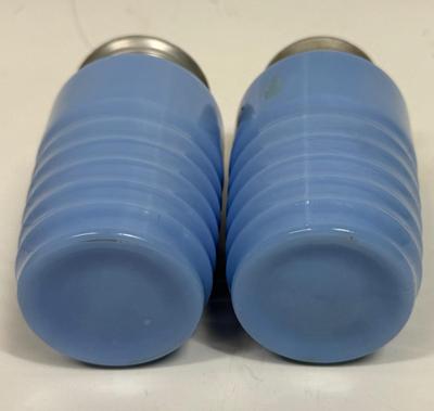 Vintage Jeanette Ribbed Delphite Glass Salt & Pepper Set