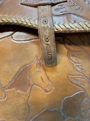 Vintage (1950s?) leather tooled briefcase