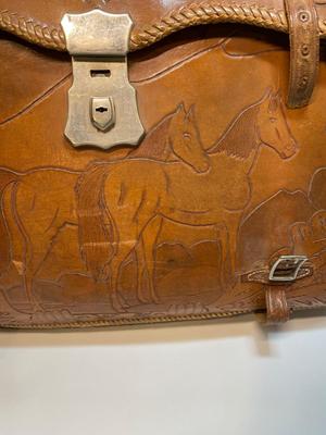 Vintage (1950s?) leather tooled briefcase