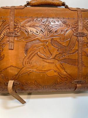 Vintage (1950s?) leather tooled briefcase