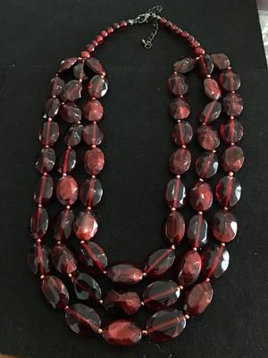 Blood Red Faux Bead Necklace