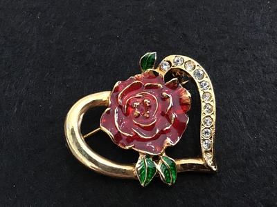 Rose Heart Brooch