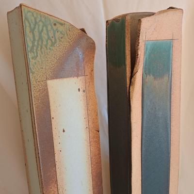 Pair Asian-Inspired Stoneware Slab Vases (UL-SD)