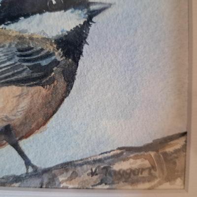 Pair Original Valerie Taggart Watercolors - Chickadee & Nuthatch (UL-SD)