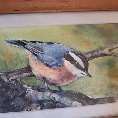 Pair Original Valerie Taggart Watercolors - Chickadee & Nuthatch (UL-SD)