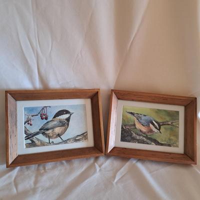 Pair Original Valerie Taggart Watercolors - Chickadee & Nuthatch (UL-SD)