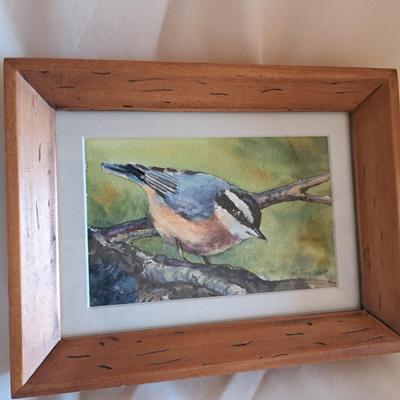 Pair Original Valerie Taggart Watercolors - Chickadee & Nuthatch (UL-SD)