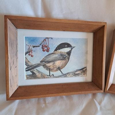 Pair Original Valerie Taggart Watercolors - Chickadee & Nuthatch (UL-SD)