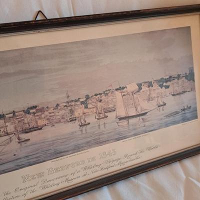 Framed Print, "New Bedford In 1843" Whaling Scene (UL-SD)