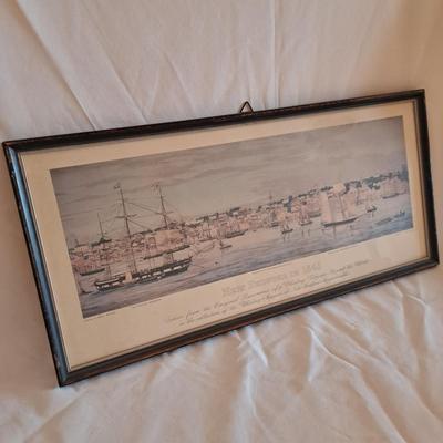 Framed Print, "New Bedford In 1843" Whaling Scene (UL-SD)