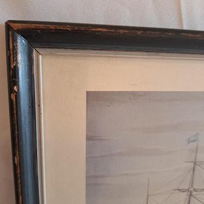Framed Print, "New Bedford In 1843" Whaling Scene (UL-SD)
