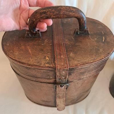 Three Faux Leather, Wood & Metal Distressed Boxes (UL-SD)
