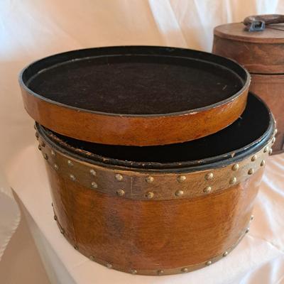 Three Faux Leather, Wood & Metal Distressed Boxes (UL-SD)