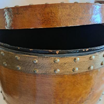 Three Faux Leather, Wood & Metal Distressed Boxes (UL-SD)