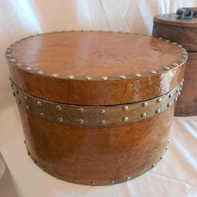 Three Faux Leather, Wood & Metal Distressed Boxes (UL-SD)