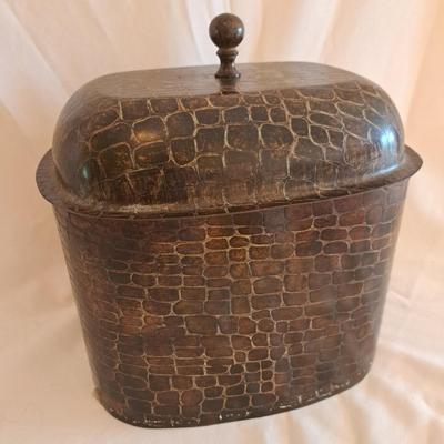 Three Faux Leather, Wood & Metal Distressed Boxes (UL-SD)