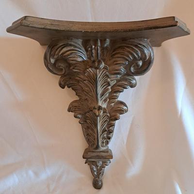 Four Metal Finials & Ornate Corbel Wall Shelf (UL-SD)