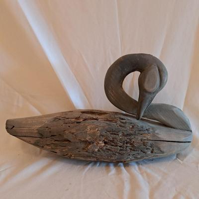 Hand-Carved Signed Roothead Shorebird & Preening Swan (UL-SD)