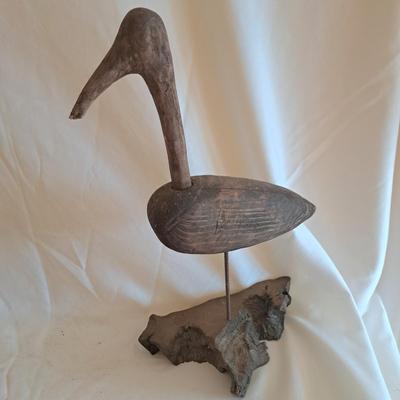 Hand-Carved Signed Roothead Shorebird & Preening Swan (UL-SD)