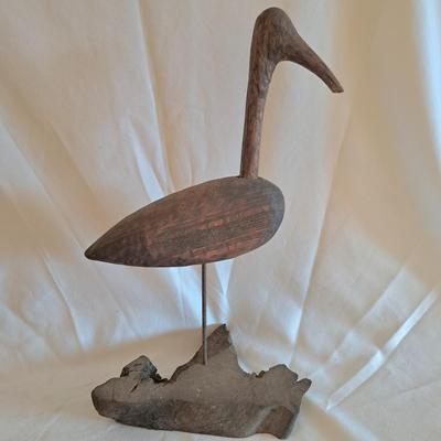 Hand-Carved Signed Roothead Shorebird & Preening Swan (UL-SD)