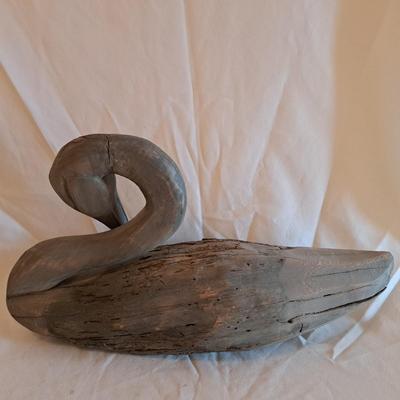 Hand-Carved Signed Roothead Shorebird & Preening Swan (UL-SD)