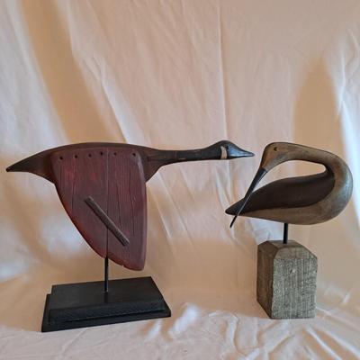 Two Carved Wooden Shorebirds (UL-SD)