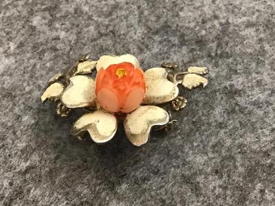 Antique Brooch with coral Type Flower