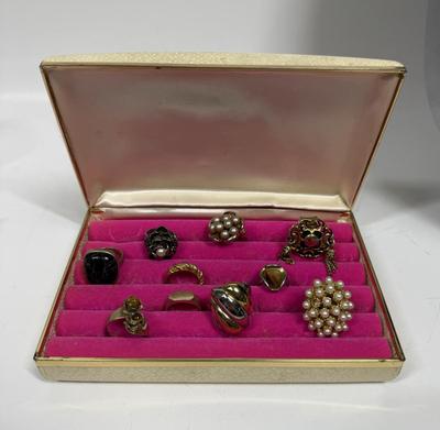 Group of Fashion Rings in Jewelry Box