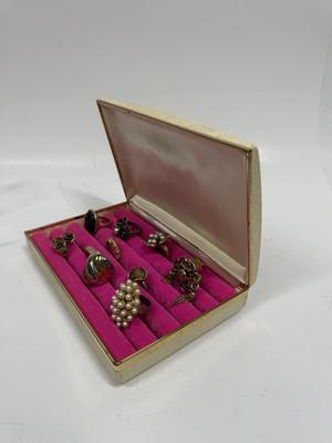 Group of Fashion Rings in Jewelry Box