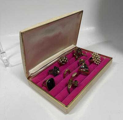 Group of Fashion Rings in Jewelry Box