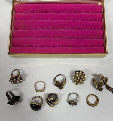 Group of Fashion Rings in Jewelry Box