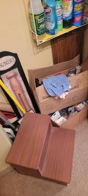 Cleaning supplies, step stool