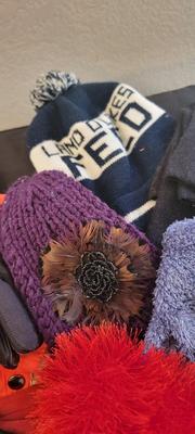 Gloves, wood clothes hangers