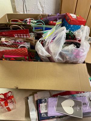 Gift bags, tissue, bows