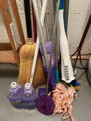 Ladder, floor cleaning & outdoor oil lamp