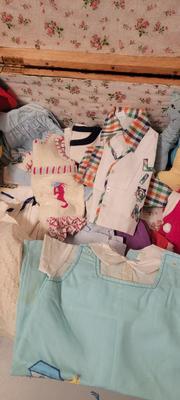 Baby clothes and wood storage container