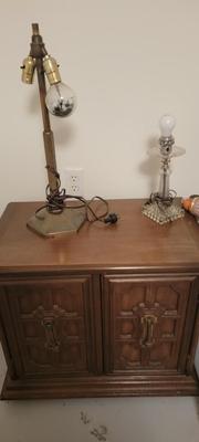 Glass top table, end table, lamps