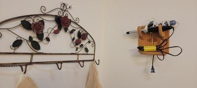 Wood chair and toilet paper holder plus