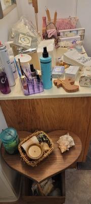 Heart shape magazine stand, soaps and more