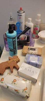 Heart shape magazine stand, soaps and more