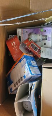 Box of assorted light bulbs