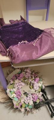 Corner desk, plus mirrors