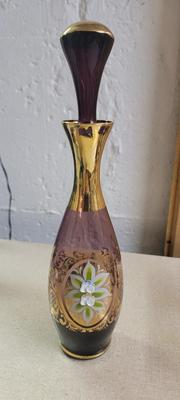 Bohemian glass decanter with glasses