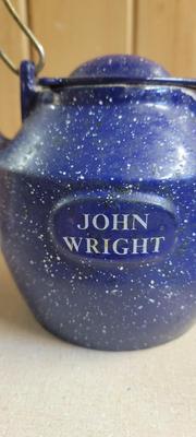 John Wright blue speckled t-pot